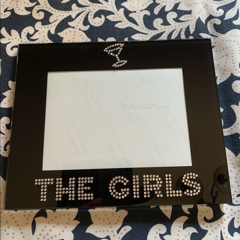 5x7 black glass frame with gemstones “The Girls”